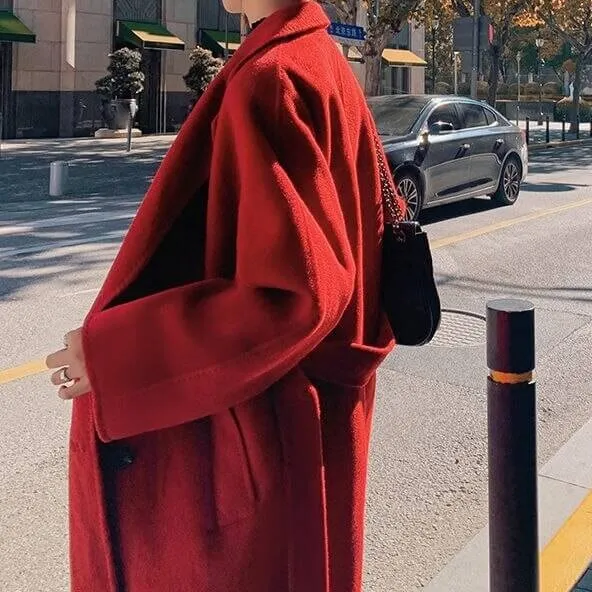 Belt-style Long coat for women Suitable for the Autumn/Winter