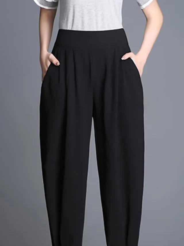 Women's Skinny Pants Trousers Tapered Carrot Pants Black High Waist Fashion Streetwear Street Daily Wear Vacation Pocket Full Length Comfort Plain S M L XL 2XL