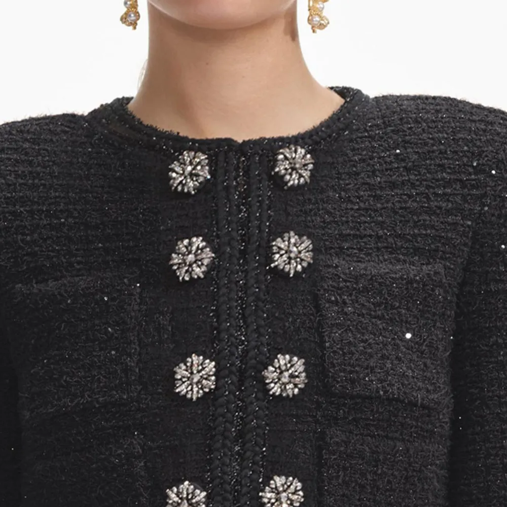 Black Textured Knit Mini Skirt