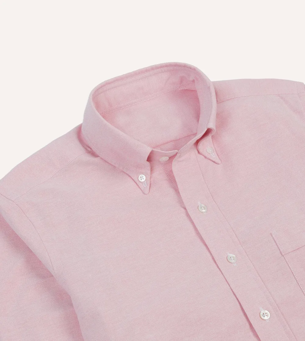 Button Front Bright Pink Cotton Oxford Cloth Button-Down Shirt