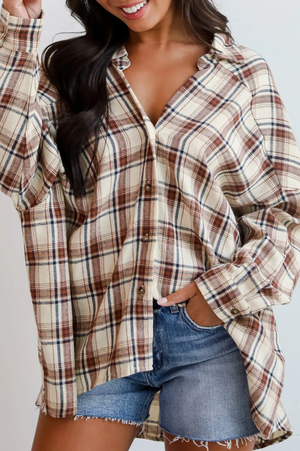 Adorably Classic Beige Plaid Flannel