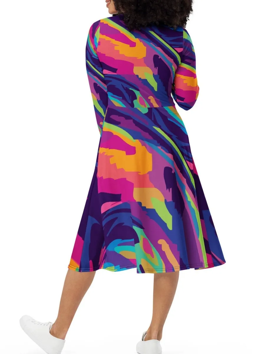 Neon Swirl Midi Dress