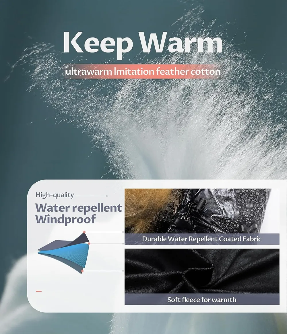 US Women's Winter Hooded Coat Waterproof Warm Long Puffer Jacket Parka