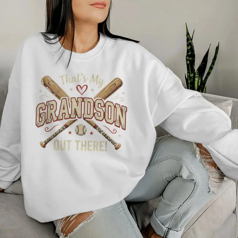 That's My Grandson Out There Proud Baseball Grandma Women Sweatshirt