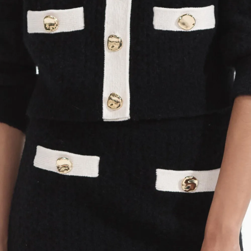 Black Cashmere Blend Knit Skirt