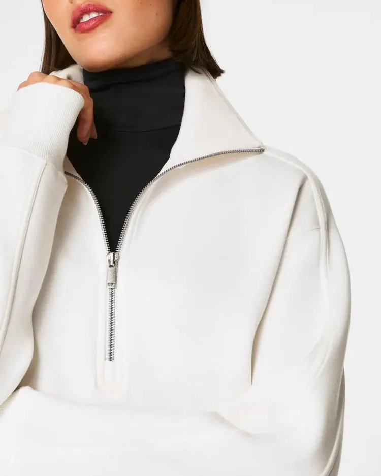 Relaxed Sweatshirt With Zip-Neck Closure