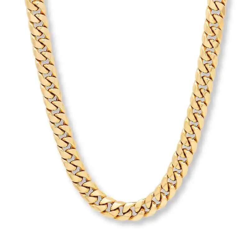 Hollow Miami Cuban Chain Necklace 10K Yellow Gold 22