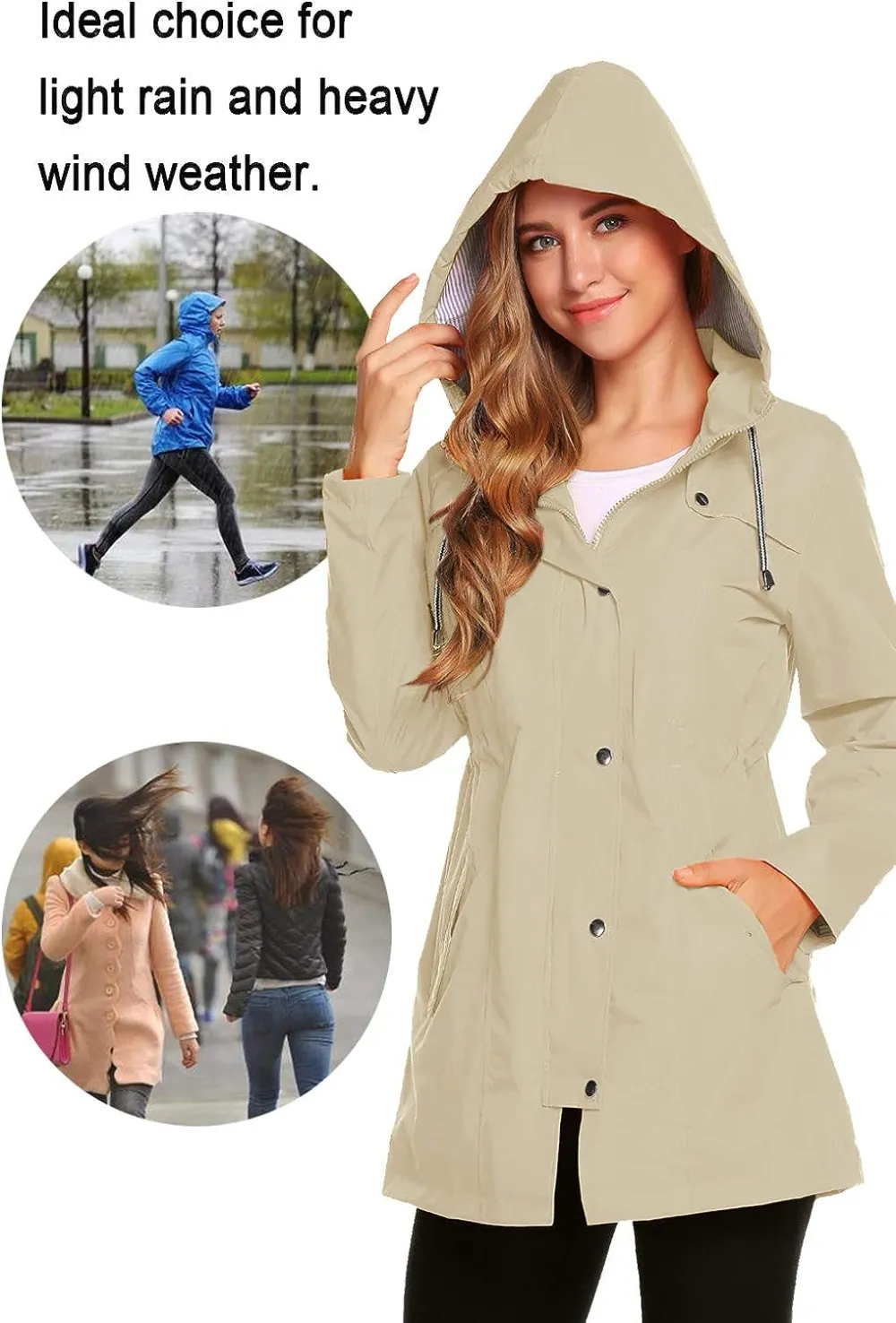 Womens Lightweight Hooded Waterproof Active Outdoor Rain Jacket S-XXL