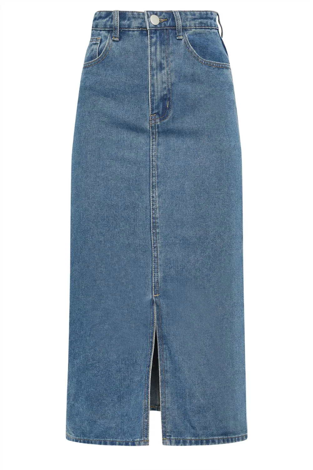 Slit High Rise Denim Skirt