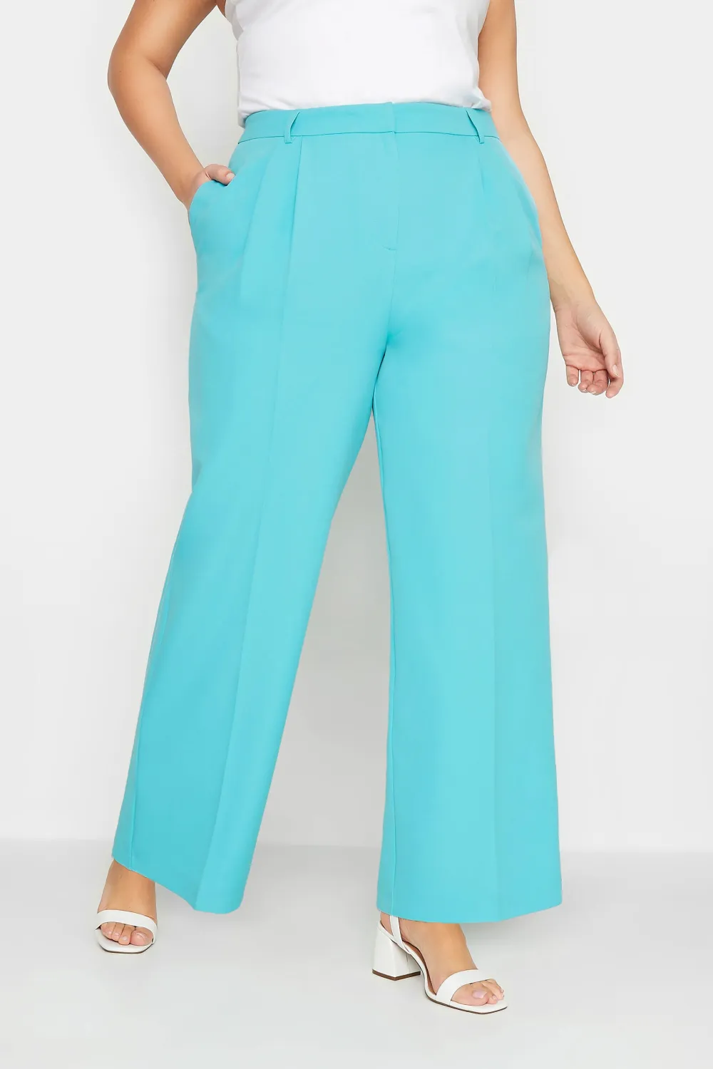 YOURS Curve Pink Wide Leg Trousers