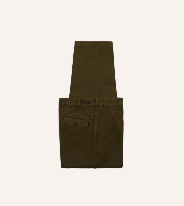 Brown Textured Cotton Flat Front Chino Daily