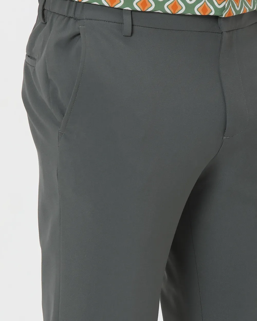 Classic Versatile Soft Slim-Fit Straight-Leg Olive Trousers