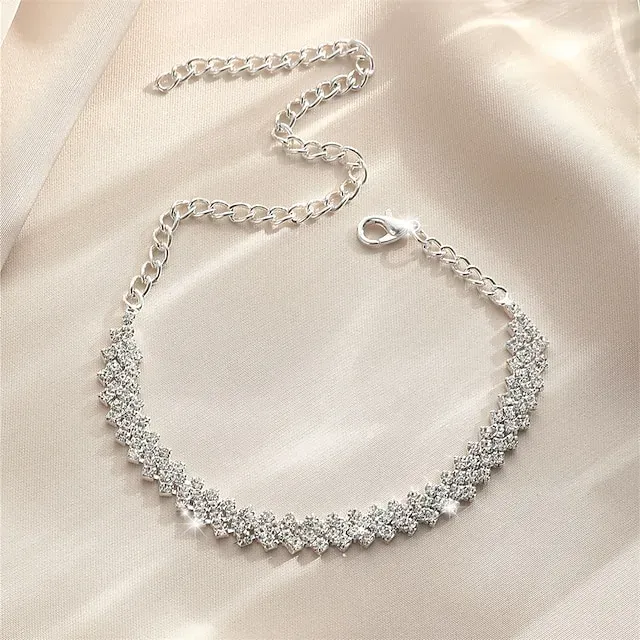 Anklet Personalized Stylish Artistic Women's Body Jewelry For Formal Date Classic Rhinestone Iron Gypsophila Silver