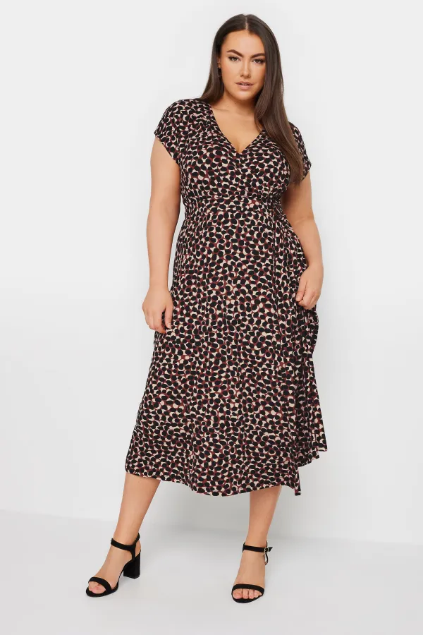 YOURS Curve Red Spot Print Wrap Dress