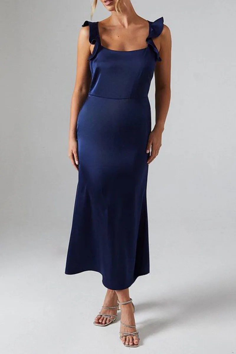 Casual Style Ruffle Square Neck Dress
