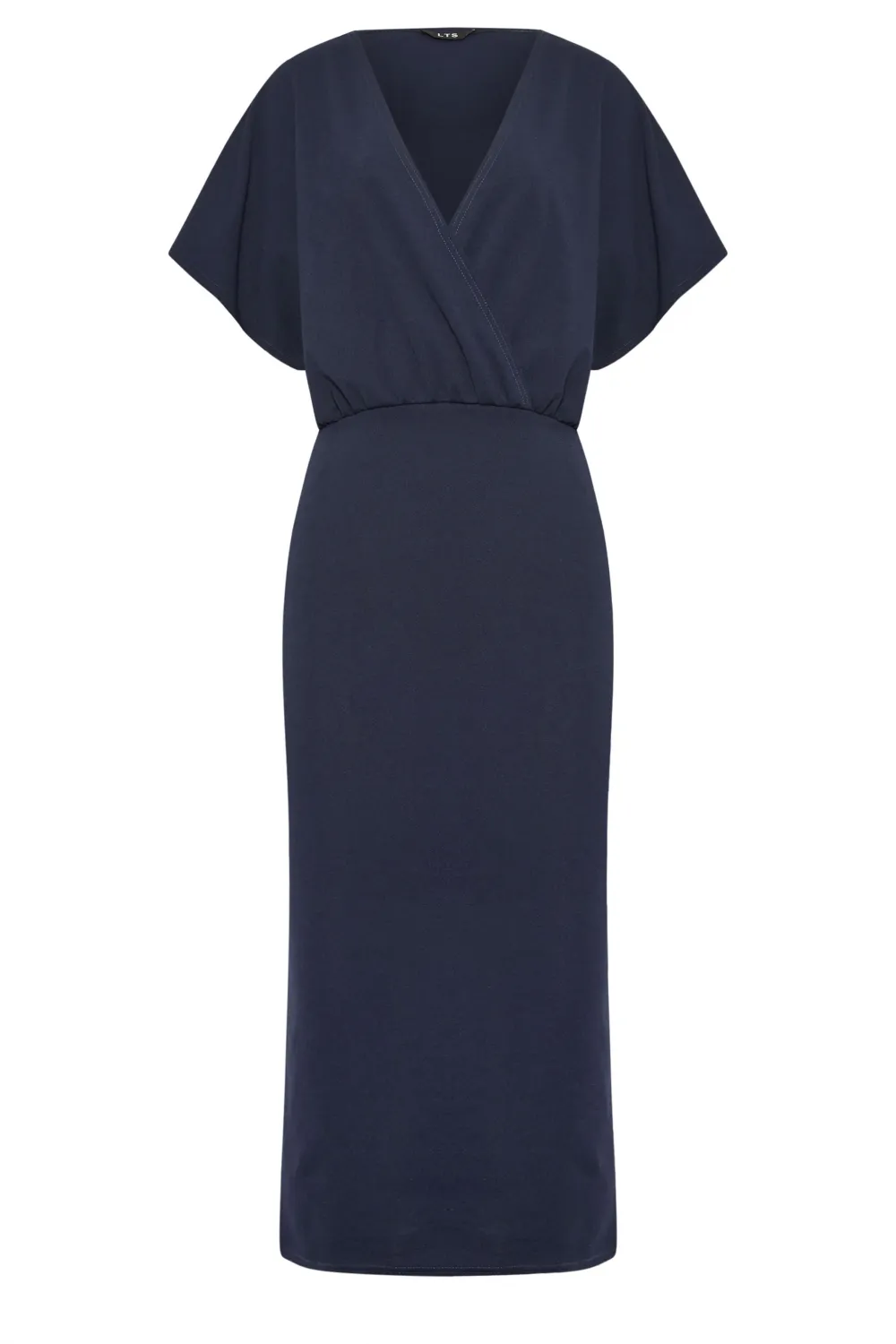 LTS Tall Navy Blue Scuba Wrap Midi Dress