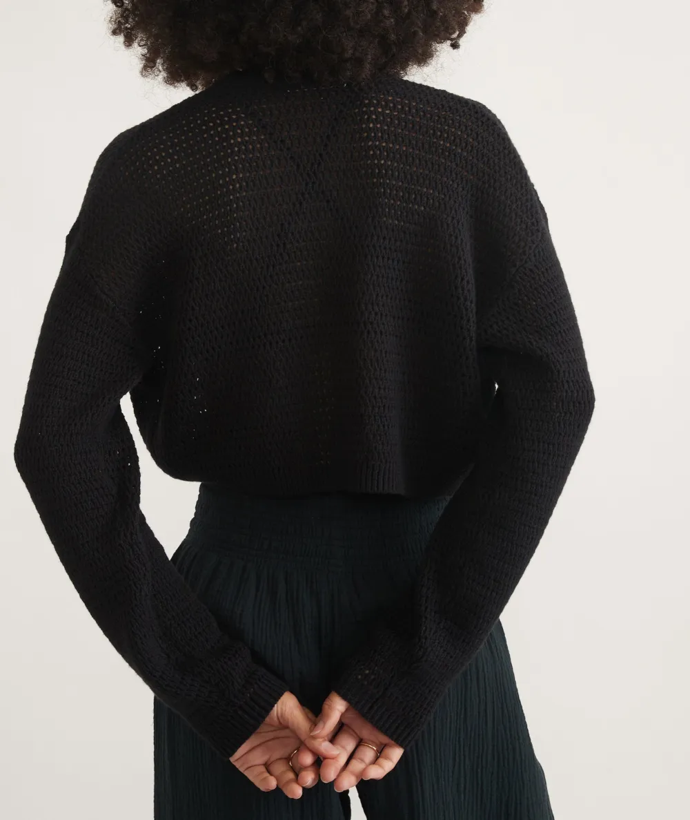 Short Knit Cardigan with Open Front