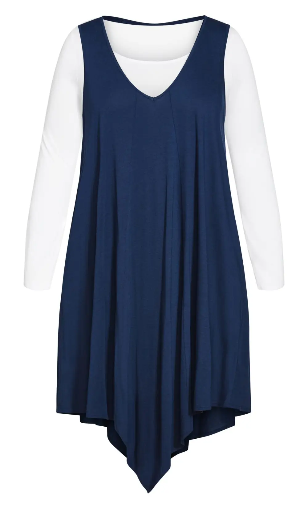 Evans Navy Plain Double Layer Dress