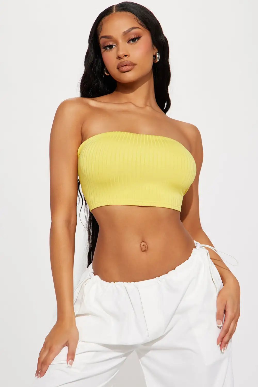 Masha Double Lined Ribbed Tube Top - Yellow