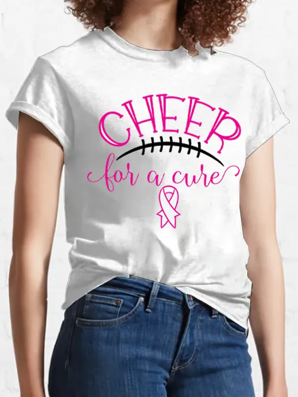 Women'S T-Shirts Women'S Breast Cancer Awareness Pink Ribbon Printed Crew Neck Short Sleeve T-Shirt