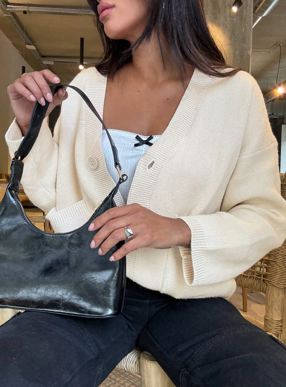 Drop shoulder Cardigan Cream