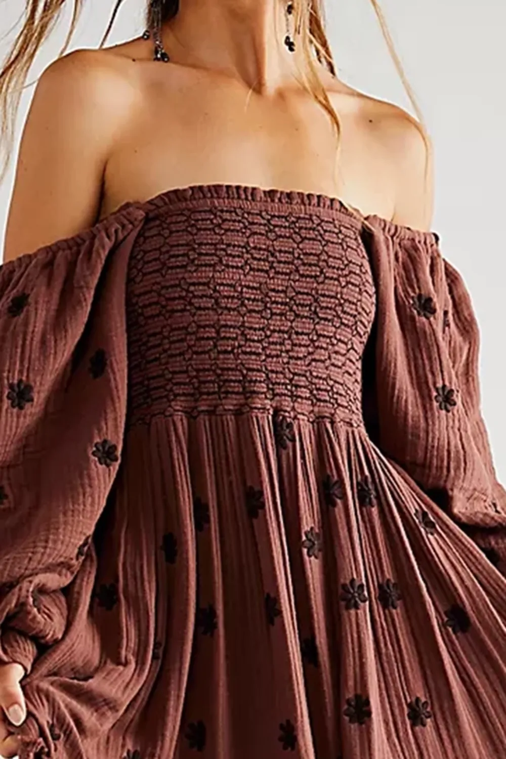 Off Shoulder Smocked Maxi Dress