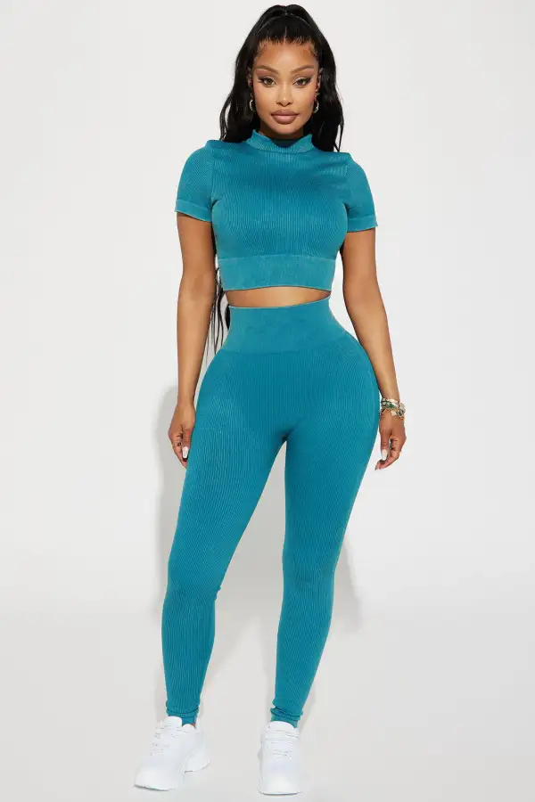 Leslie Washed Active Top - Teal