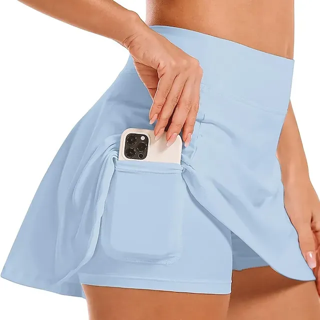 Women's Tennis Skirts Golf Skirts Breathable Quick Dry With Pockets Tennis Clothing Golf Apparel 2 in 1 Golf Tee Pocket Printed Summer Tennis Golf Badminton