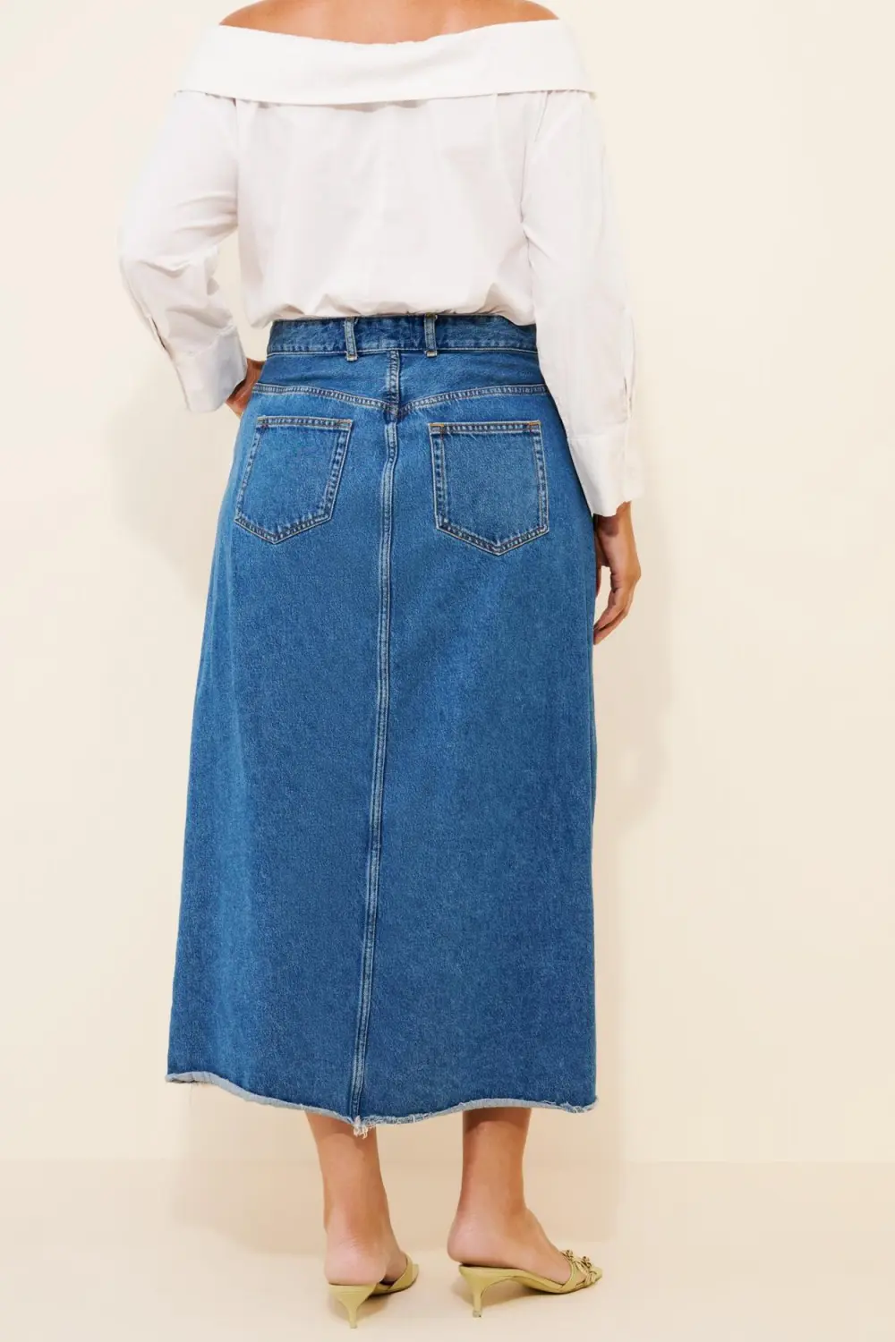 The Madi Front-Slit Denim Skirt