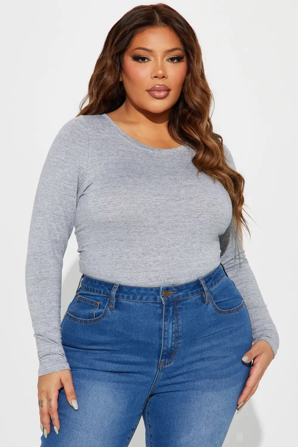 Julia Long Sleeve Top - Heather Grey