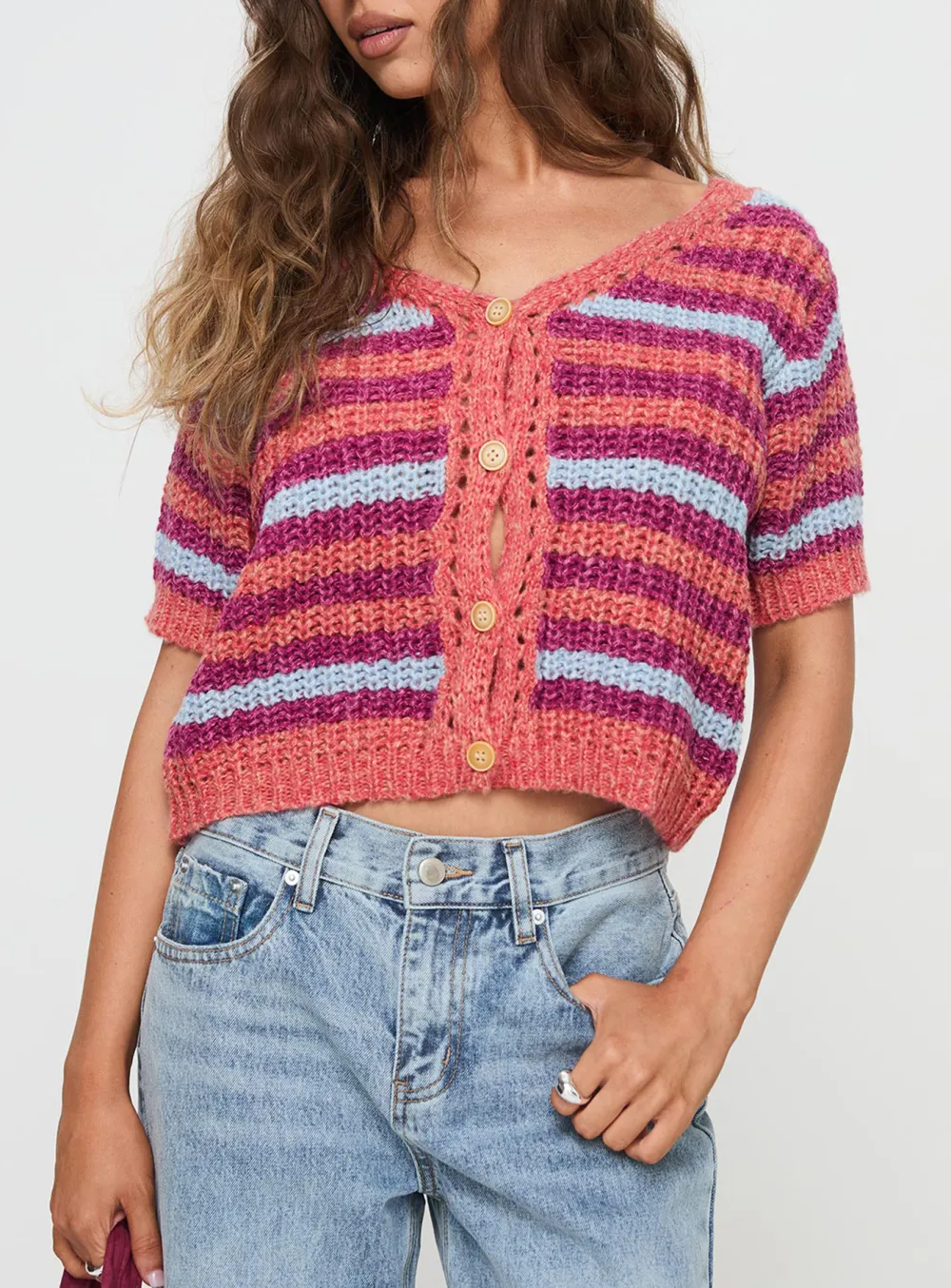 Striped Multi Knit Cardigan