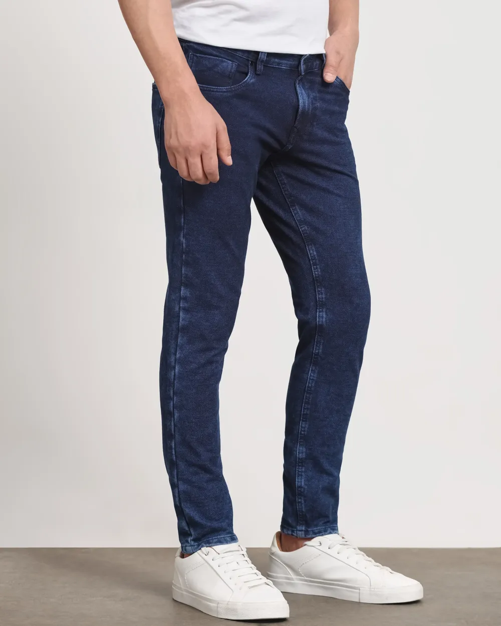 Classic Versatile And Comfortable Straight Dark Indigo Blue Jeans