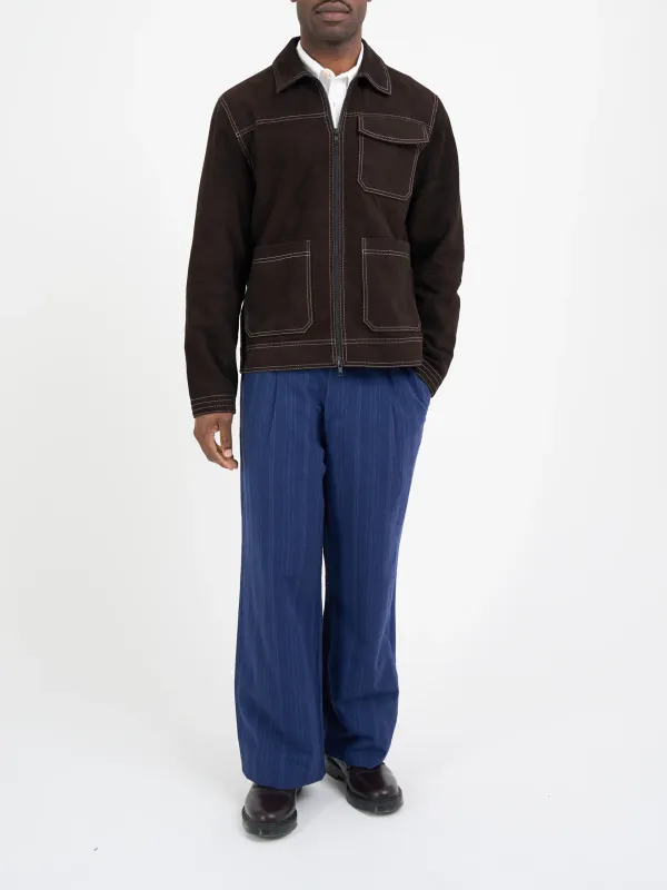 Zip-Up Suede Chocolate Brown Jacket