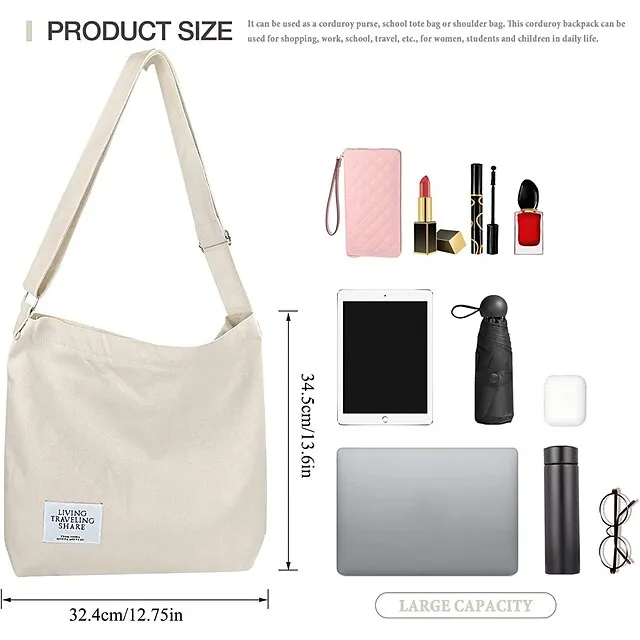 Canvas Tote Bag For Women Retro Large Size Canvas Shoulder Bag Hobo Crossbody Handbag Casual Tote For Shopping And Travel