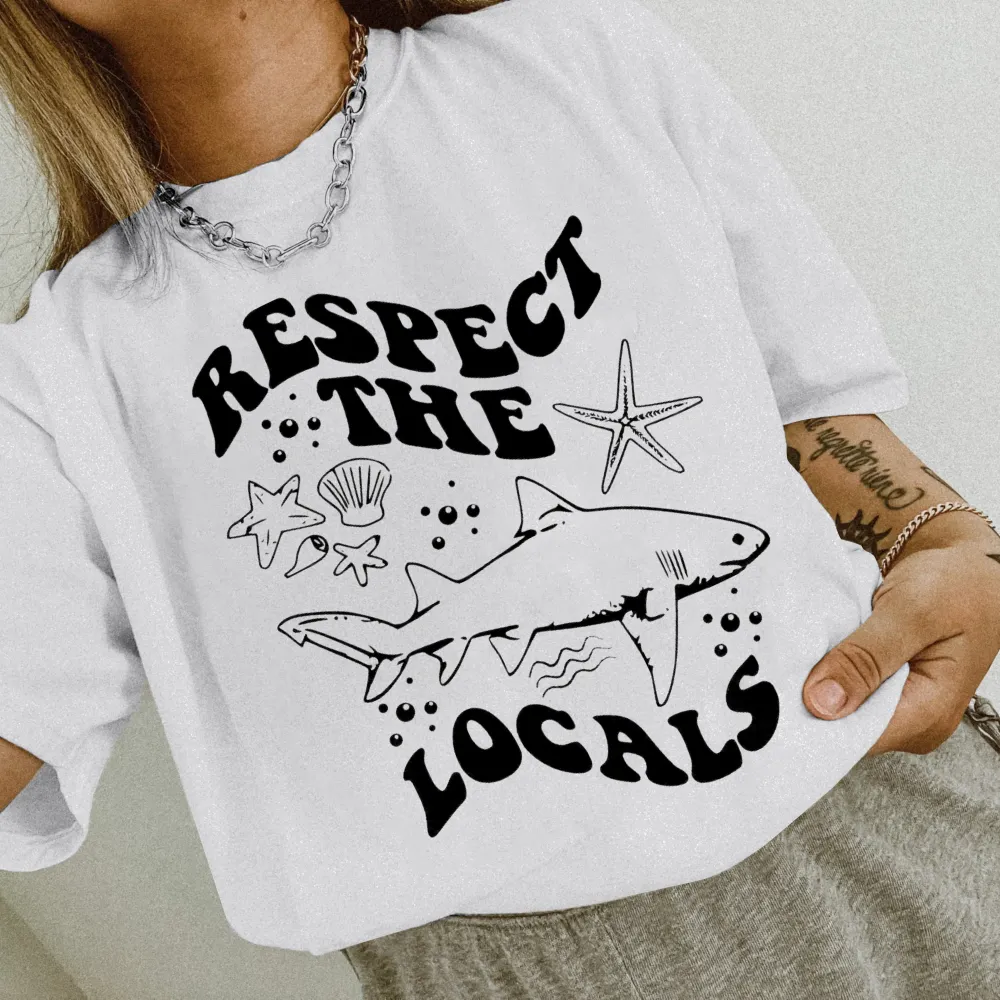 Respect Locals Shark Print Loose Tee