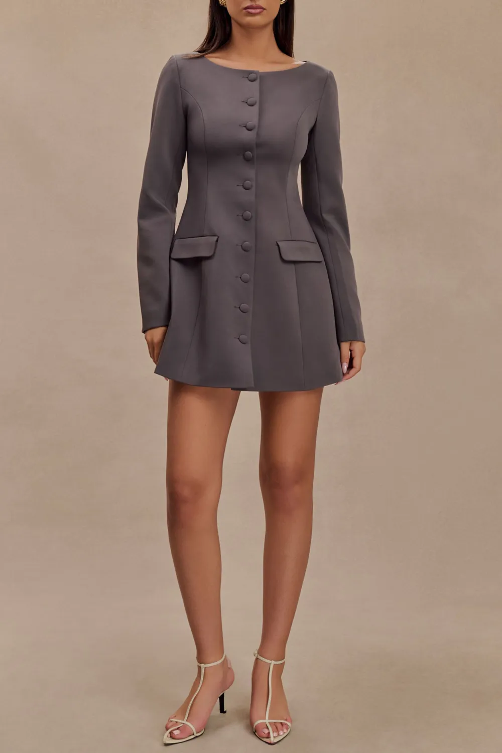 Daily Boat Neck Suiting Mini Dress