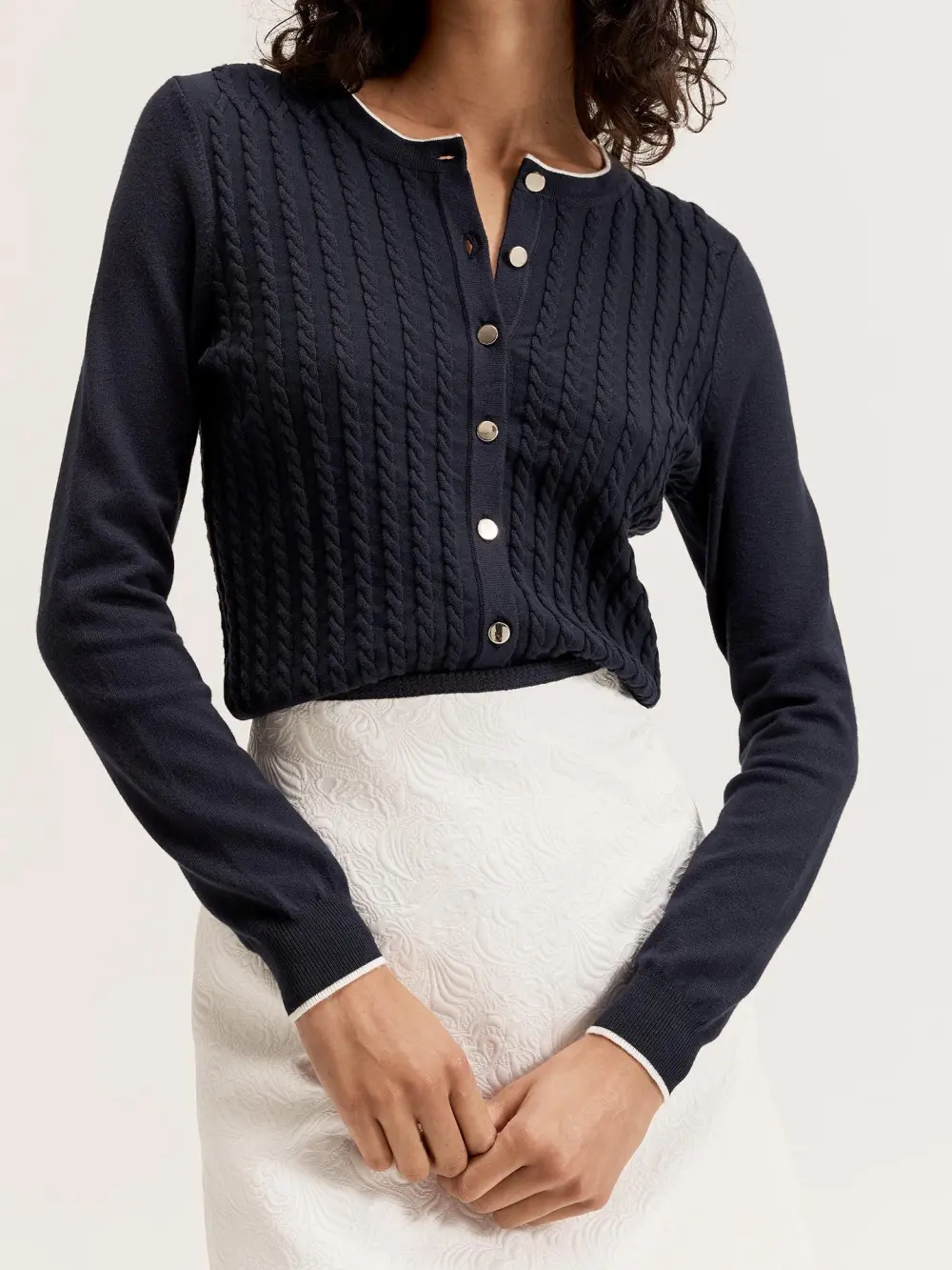 Navy Button Slim Knitwear