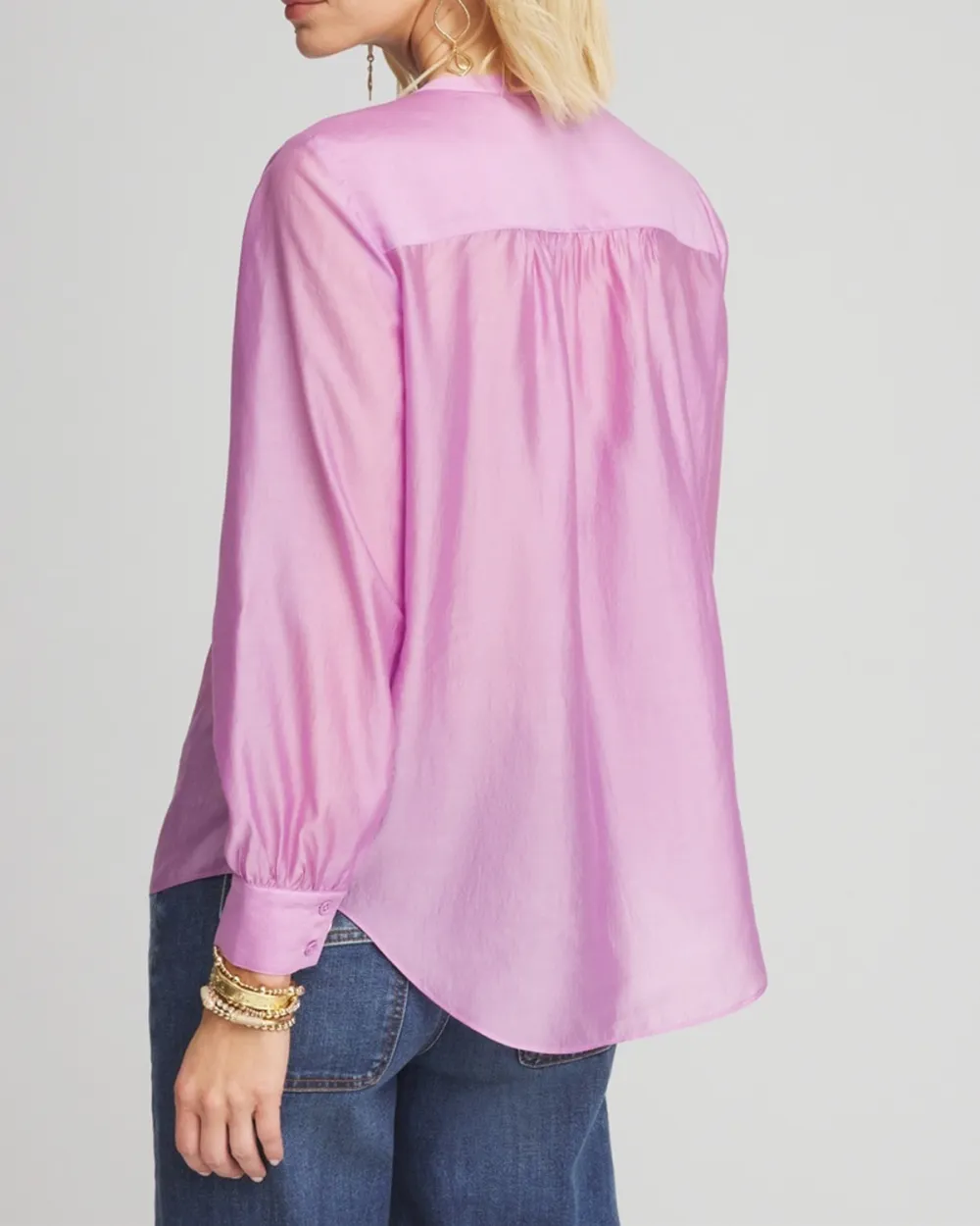 Tencel-Blend Sheer Blouse
