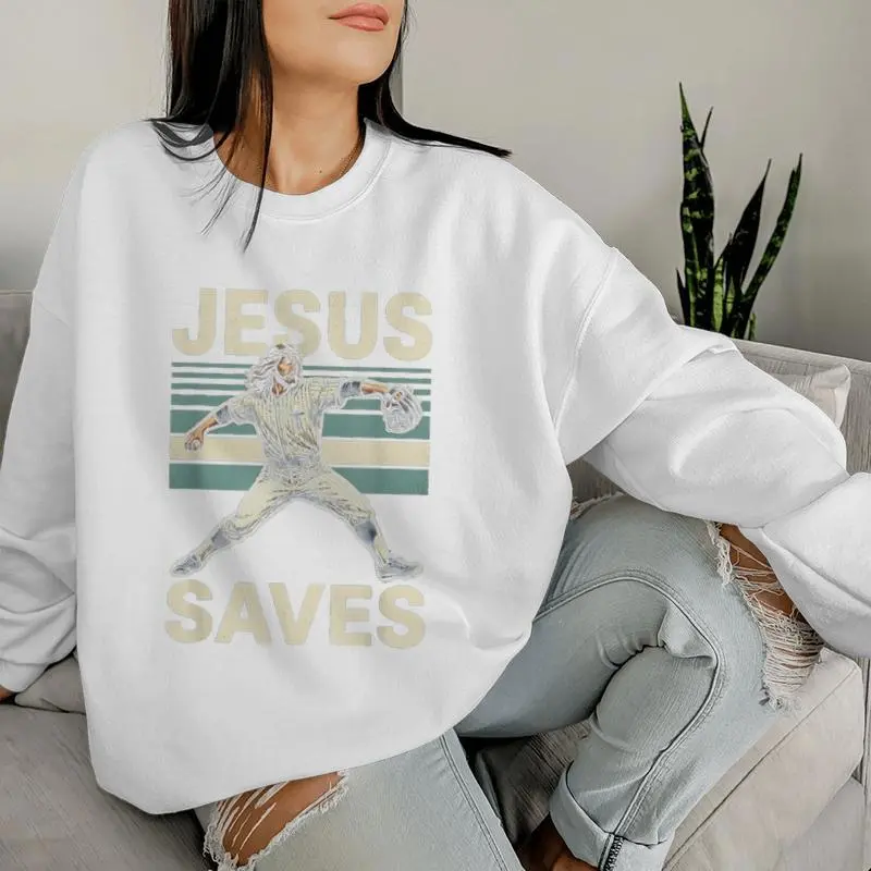 Jesus Saves Religious Christian Faith Baseball Women Sweatshirt