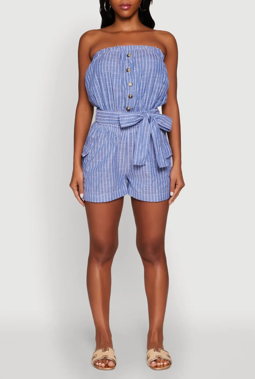 Striped Short Jumpsuit