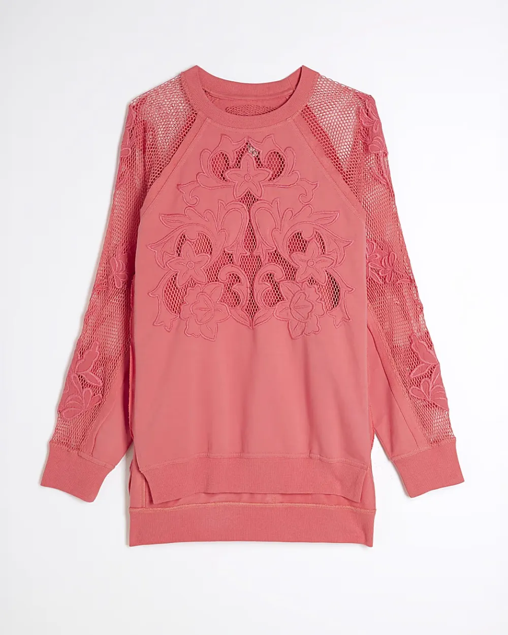 Pure Cotton Art Hollow Pink Floral Women's Sweatshirts