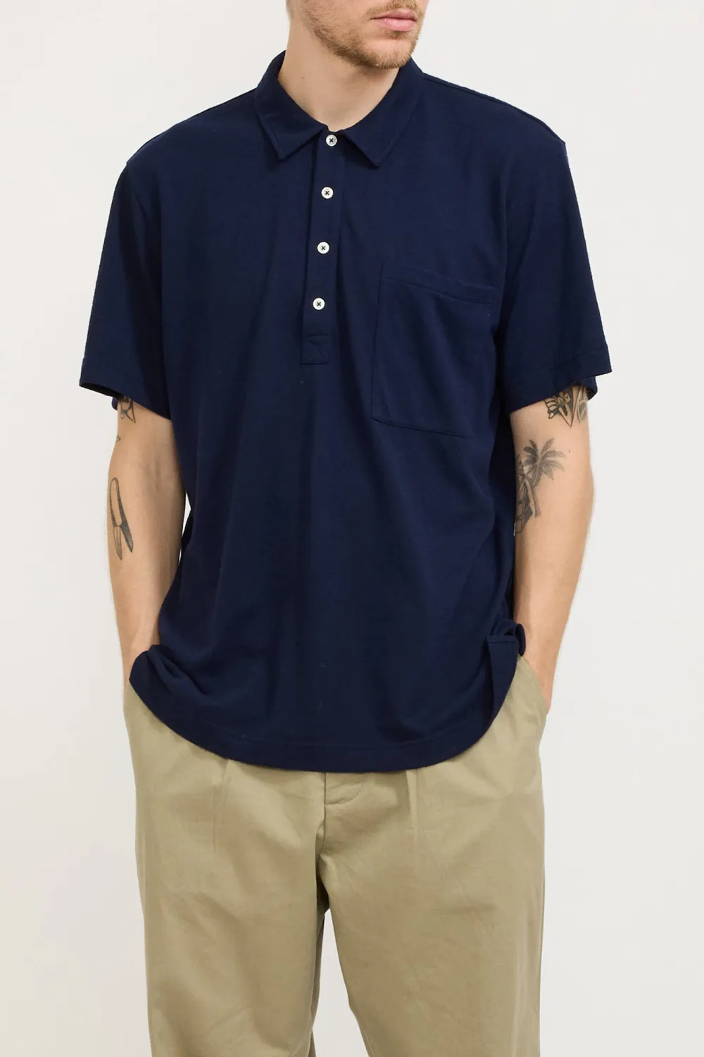 Pullover Shirt Navy Recycled Wool Mix