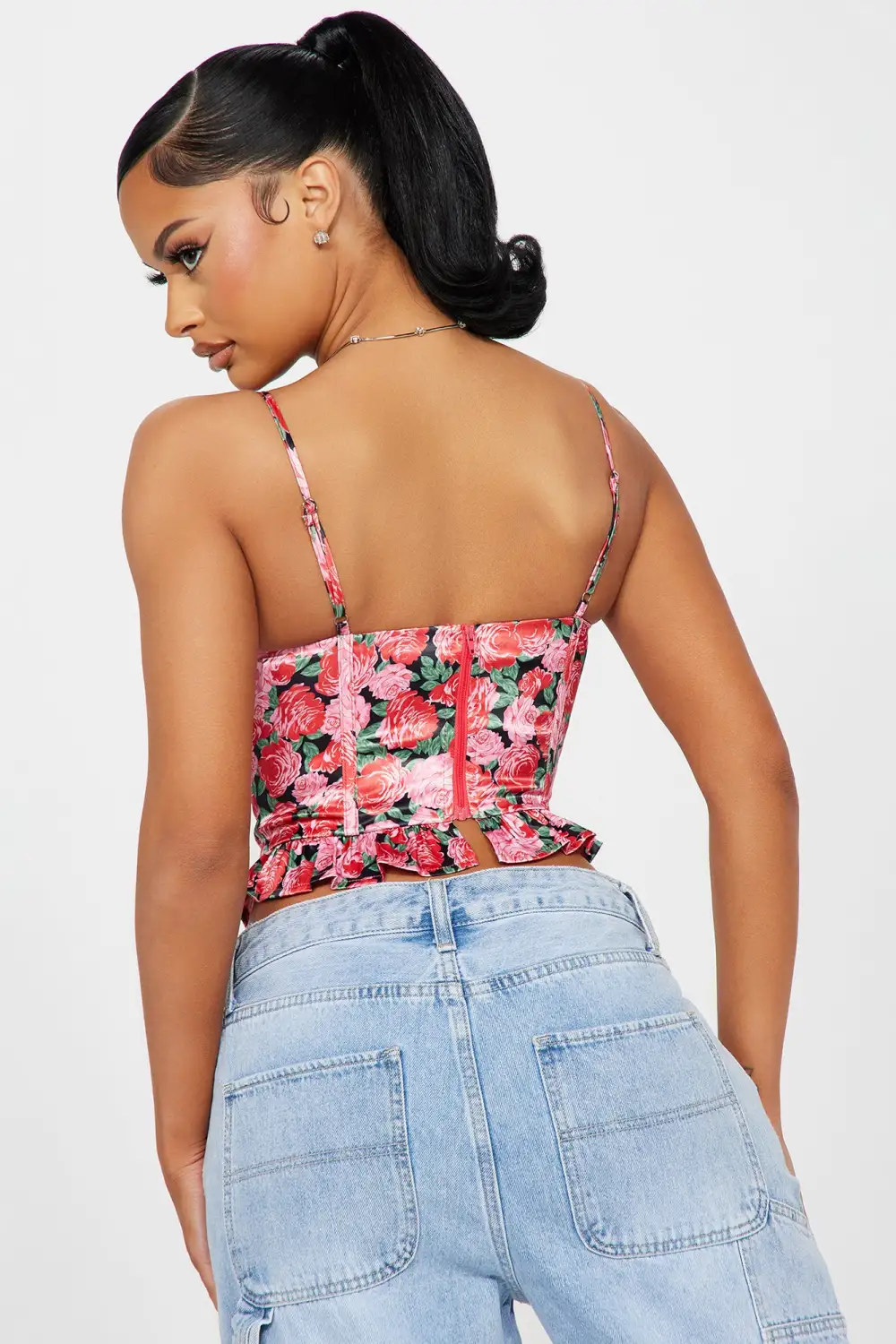 Perfect Date Floral Corset Top - Red/combo