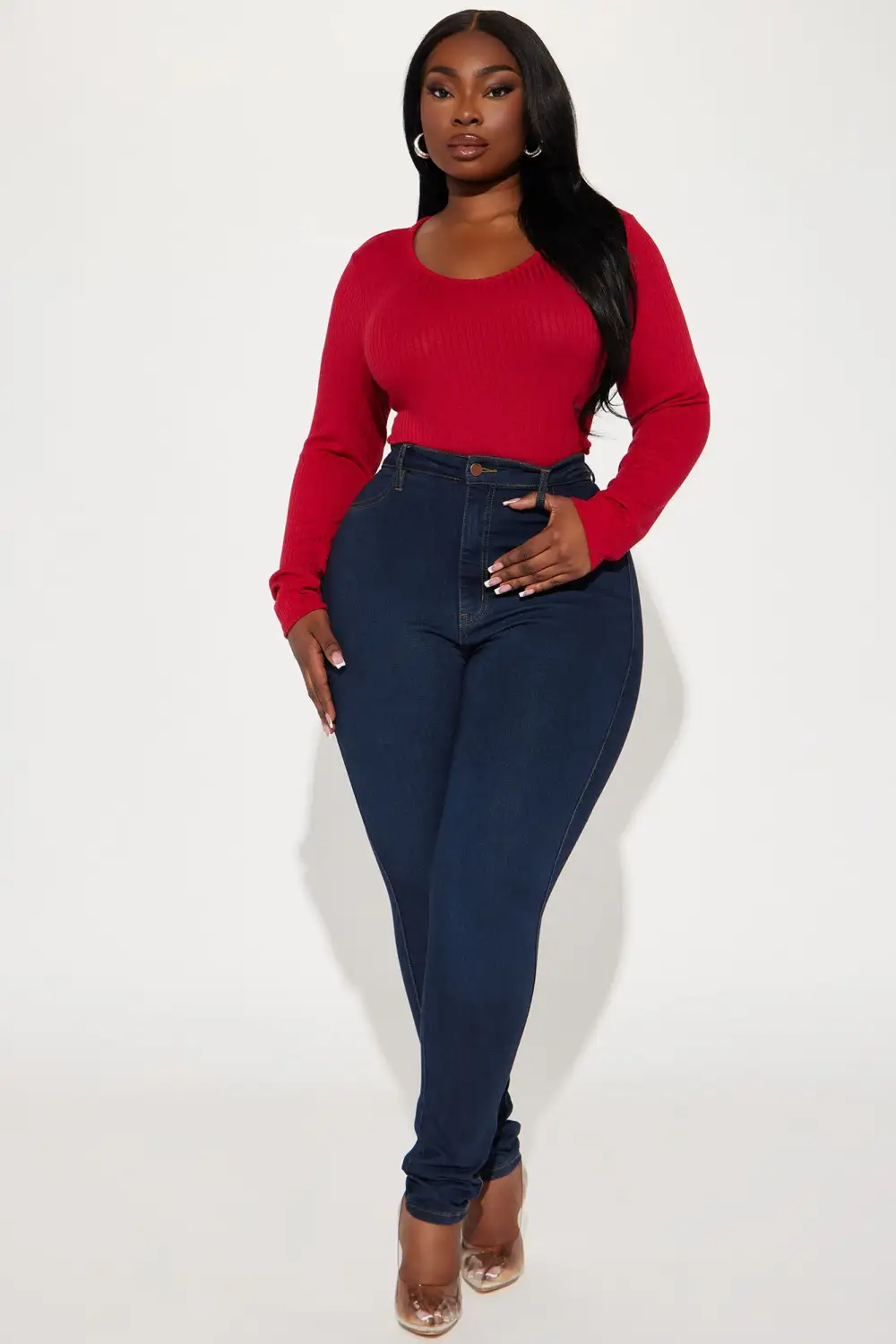 Emelia Ribbed Top - DarkRed