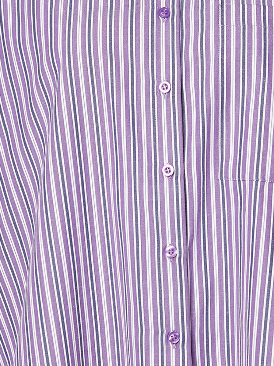 Women'S Purple-White Stripe Oversized Shirt