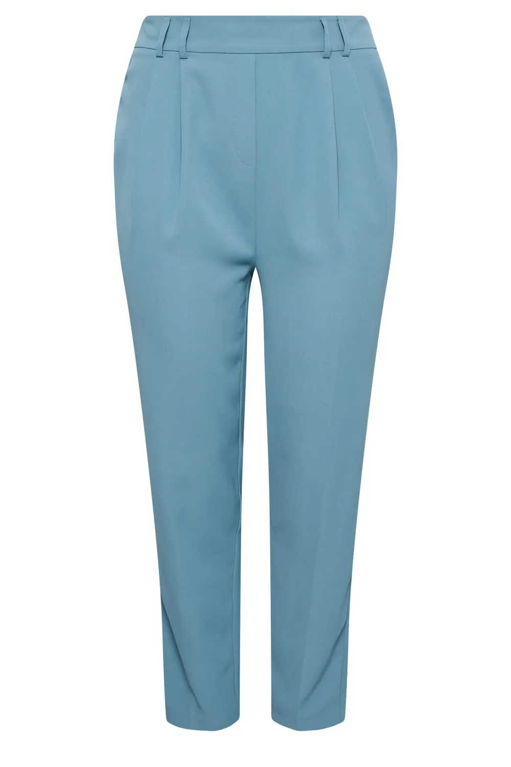 YOURS Curve Blue Double Belted Tapered Trousers