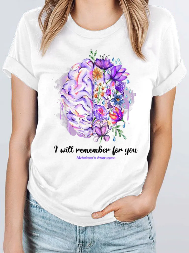 Women's I Wear Purple For My Family Alzheimer's Awareness Tee