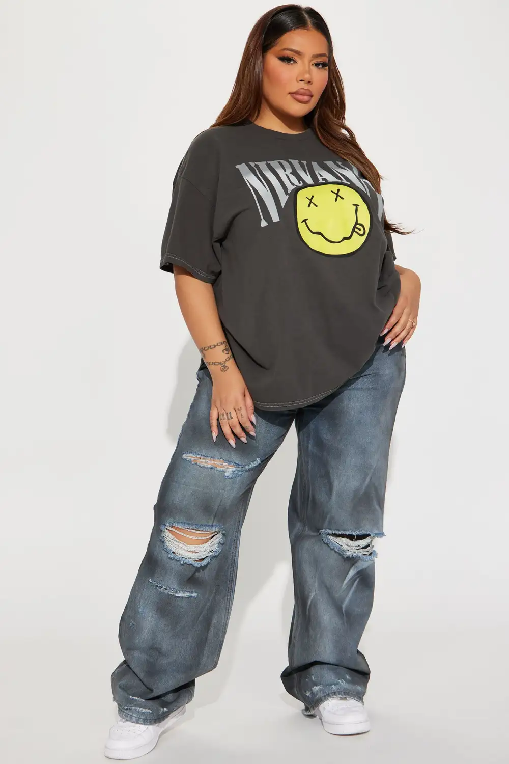 Nirvana Arched Logo Washed Tee - Black Wash