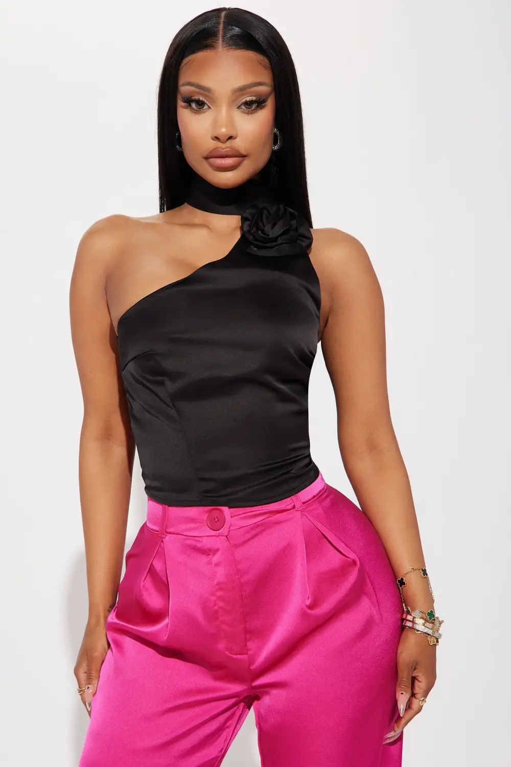 Rosey Cheeks Satin Top - Black