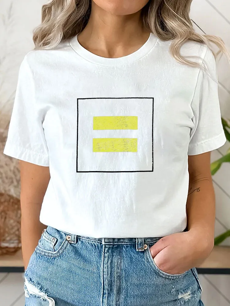 Pure Cotton Round-Neck Short-Sleeved Shirt Equality Logo T-Shirt